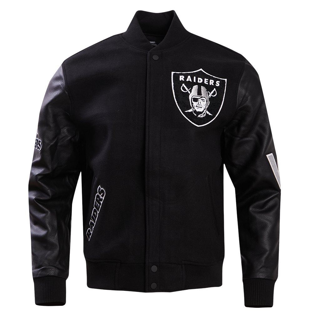NFL LAS VEGAS RAIDERS CLASSIC WOOL MEN'S VARSITY JACKET (BLACK)