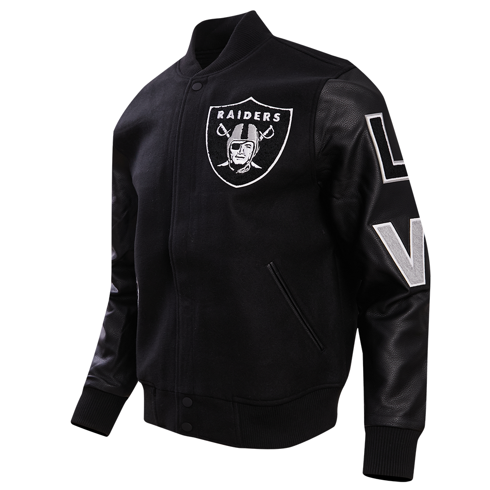 NFL LAS VEGAS RAIDERS CLASSIC WOOL MEN'S VARSITY JACKET (BLACK)
