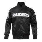 NFL LAS VEGAS RAIDERS BLOUSON EN SATIN À GRAND LOGO POUR HOMME (NOIR)