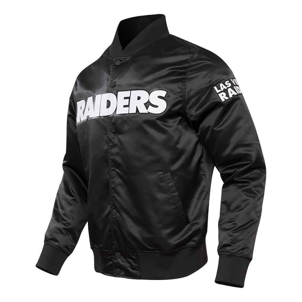 NFL LAS VEGAS RAIDERS BLOUSON EN SATIN À GRAND LOGO POUR HOMME (NOIR)
