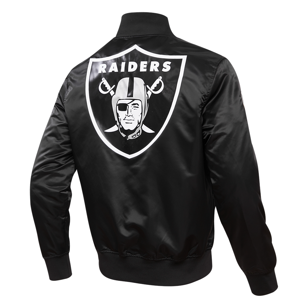 NFL LAS VEGAS RAIDERS BLOUSON EN SATIN À GRAND LOGO POUR HOMME (NOIR)