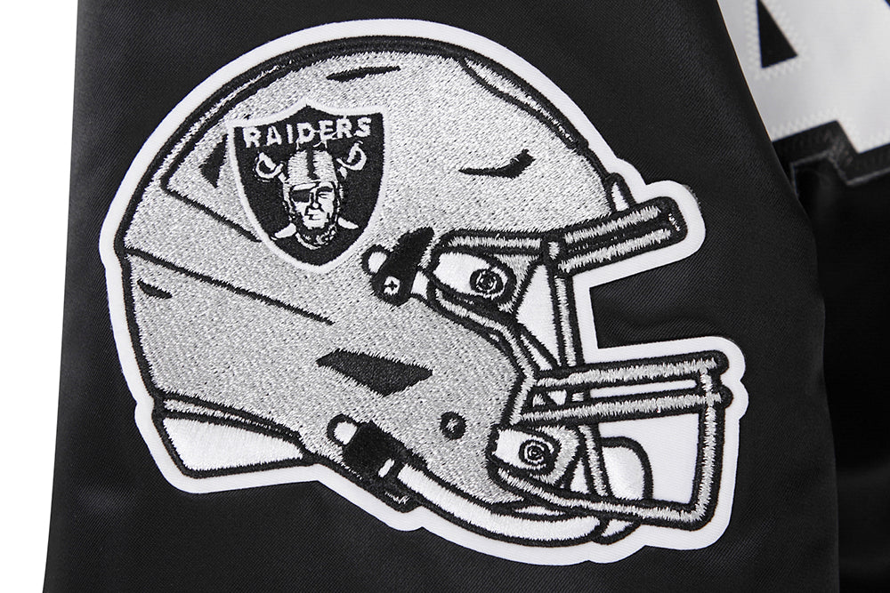 NFL LAS VEGAS RAIDERS BLOUSON EN SATIN À GRAND LOGO POUR HOMME (NOIR)