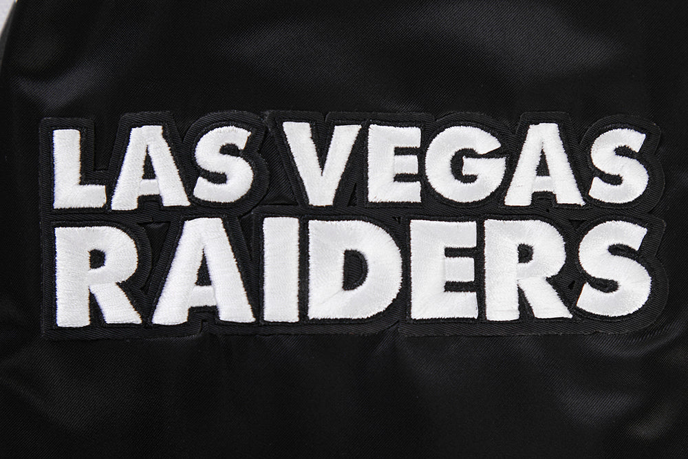 NFL LAS VEGAS RAIDERS BLOUSON EN SATIN À GRAND LOGO POUR HOMME (NOIR)