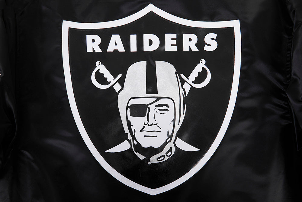 NFL LAS VEGAS RAIDERS BLOUSON EN SATIN À GRAND LOGO POUR HOMME (NOIR)