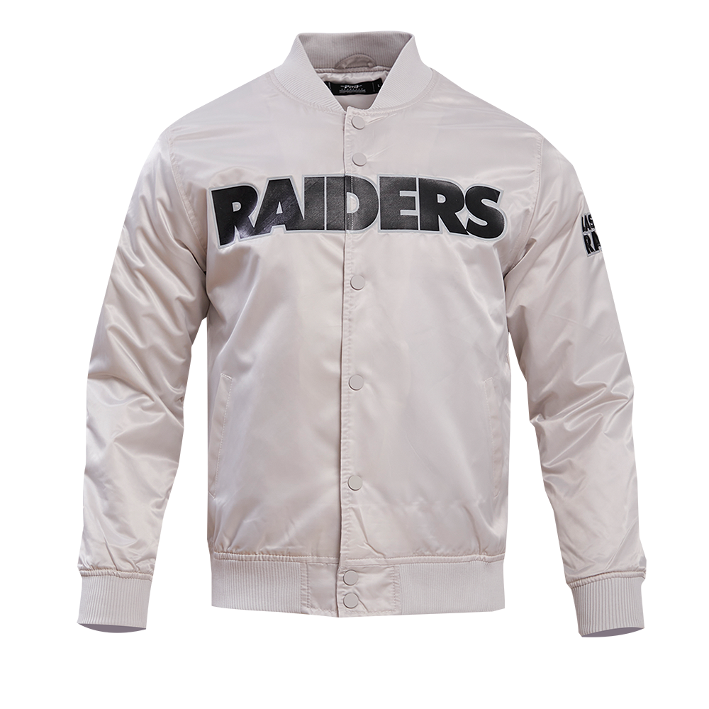 NFL LAS VEGAS RAIDERS BIG LOGO MEN'S SATIN JACKET (SILVER)