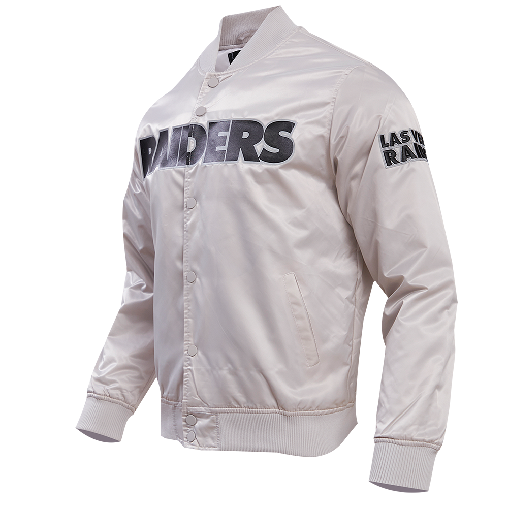 NFL LAS VEGAS RAIDERS BIG LOGO MEN'S SATIN JACKET (SILVER)