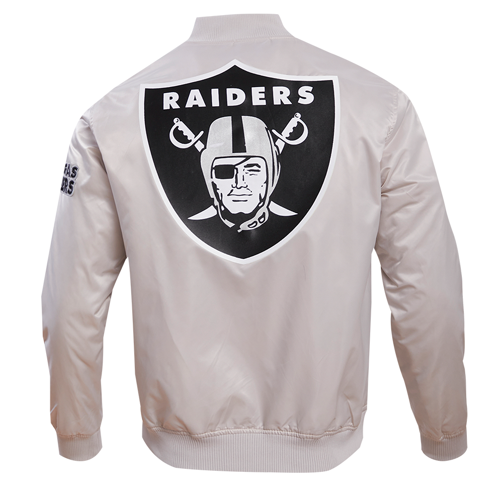 NFL LAS VEGAS RAIDERS BIG LOGO MEN'S SATIN JACKET (SILVER)