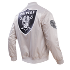 NFL LAS VEGAS RAIDERS BIG LOGO MEN'S SATIN JACKET (SILVER)