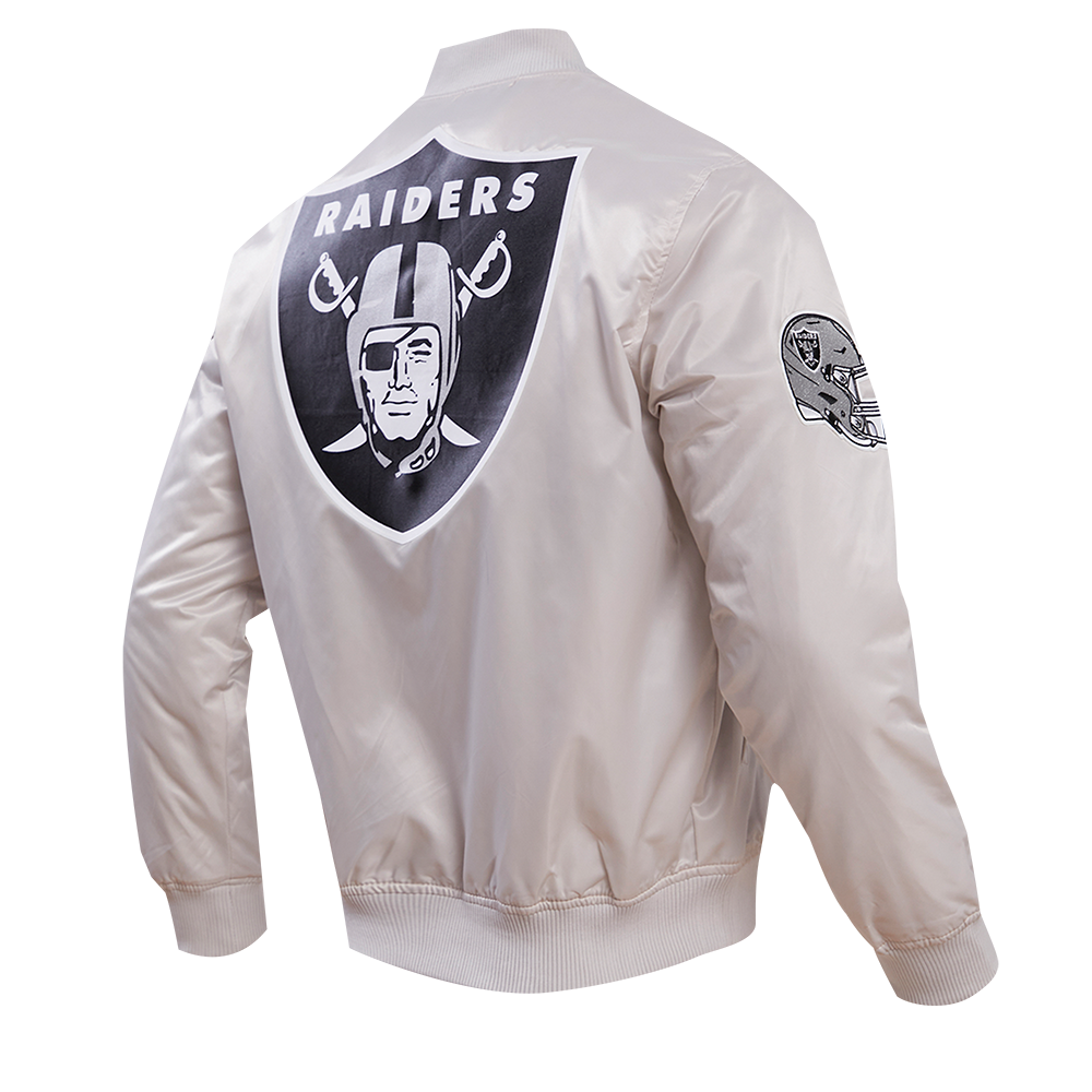 NFL LAS VEGAS RAIDERS BIG LOGO MEN'S SATIN JACKET (SILVER)