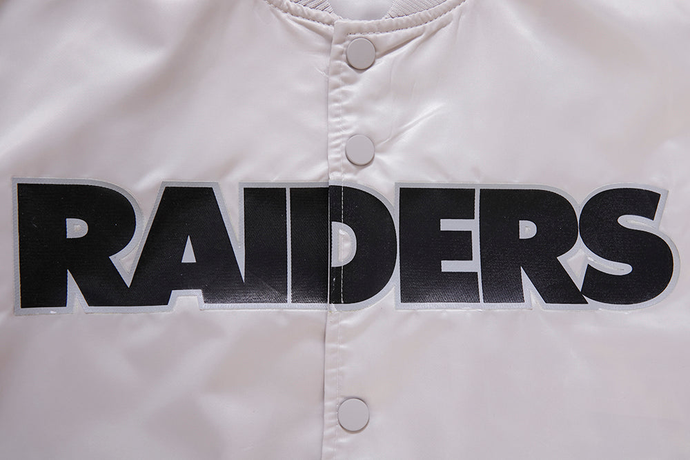 NFL LAS VEGAS RAIDERS BIG LOGO MEN'S SATIN JACKET (SILVER)