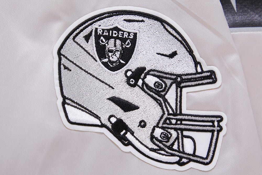 NFL LAS VEGAS RAIDERS BIG LOGO MEN'S SATIN JACKET (SILVER)