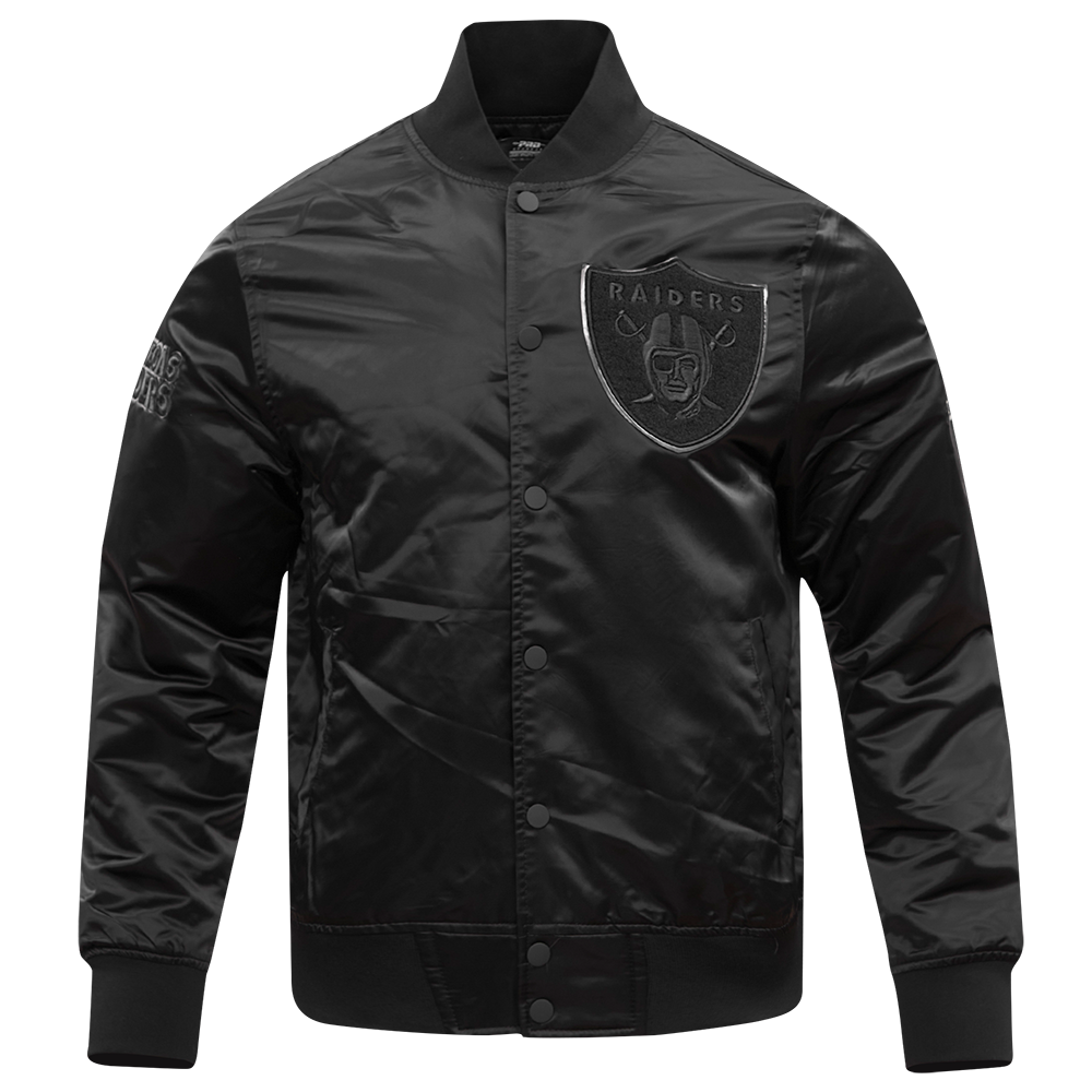 NFL LAS VEGAS RAIDERS TRIPLE BLACK BLOUSON EN SATIN POUR HOMME (NOIR HOMME)