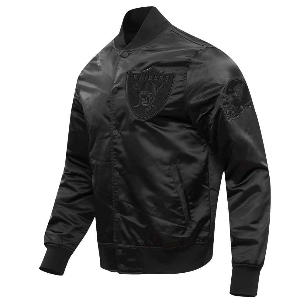 NFL LAS VEGAS RAIDERS TRIPLE BLACK BLOUSON EN SATIN POUR HOMME (NOIR HOMME)