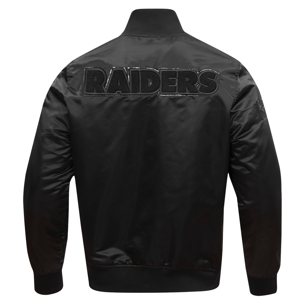 NFL LAS VEGAS RAIDERS TRIPLE BLACK BLOUSON EN SATIN POUR HOMME (NOIR HOMME)