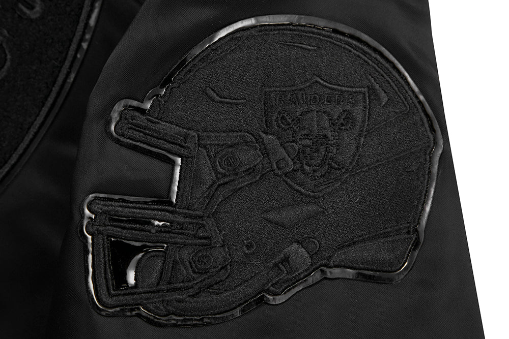 NFL LAS VEGAS RAIDERS TRIPLE BLACK BLOUSON EN SATIN POUR HOMME (NOIR HOMME)