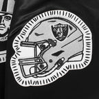 NFL LAS VEGAS RAIDERS DIY PICK STITCH BLOUSON EN SATIN À BORDS CÔTELÉS POUR HOMME (NOIR)