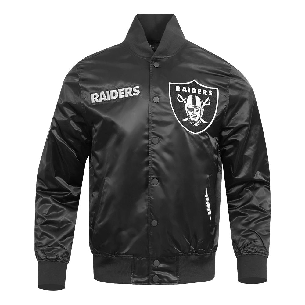 NFL LAS VEGAS RAIDERS SOUVENIR BLOUSON EN SATIN POUR HOMME (NOIR)