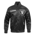 NFL LAS VEGAS RAIDERS SOUVENIR BLOUSON EN SATIN POUR HOMME (NOIR)