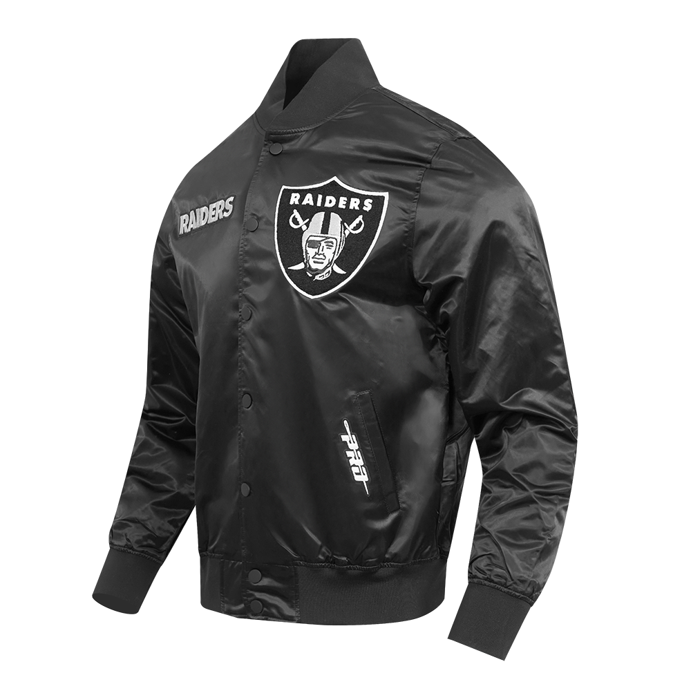 NFL LAS VEGAS RAIDERS SOUVENIR BLOUSON EN SATIN POUR HOMME (NOIR)