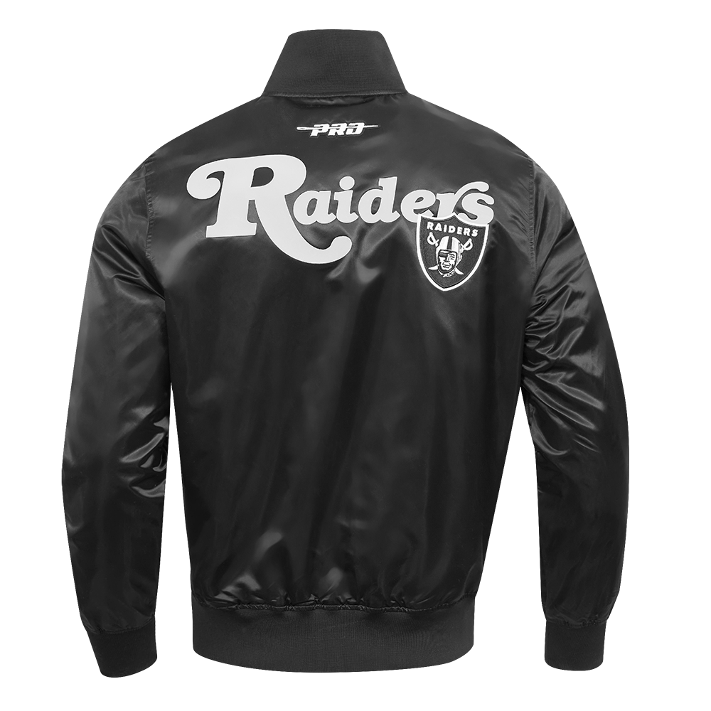 NFL LAS VEGAS RAIDERS SOUVENIR BLOUSON EN SATIN POUR HOMME (NOIR)