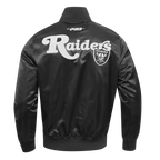 NFL LAS VEGAS RAIDERS SOUVENIR BLOUSON EN SATIN POUR HOMME (NOIR)