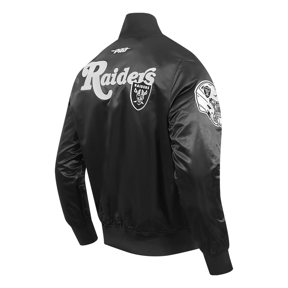 NFL LAS VEGAS RAIDERS SOUVENIR BLOUSON EN SATIN POUR HOMME (NOIR)