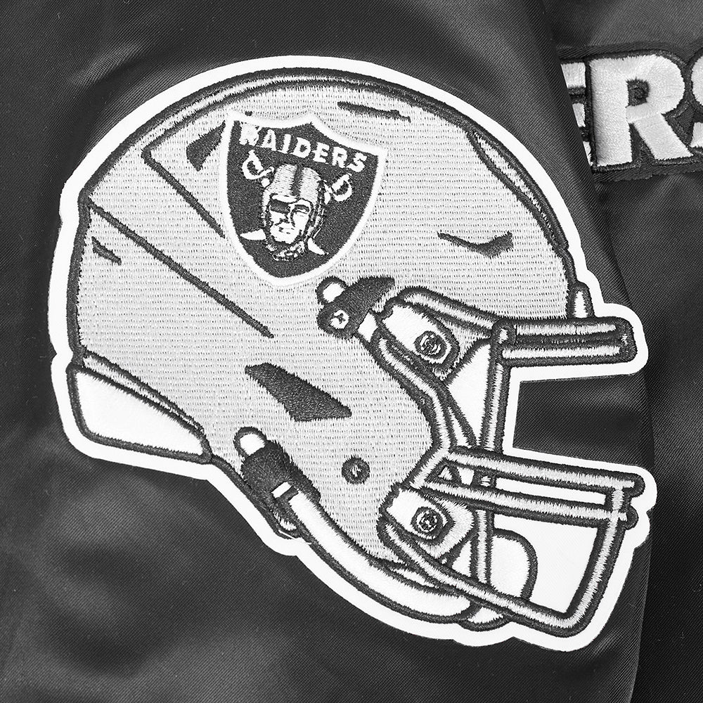NFL LAS VEGAS RAIDERS SOUVENIR BLOUSON EN SATIN POUR HOMME (NOIR)