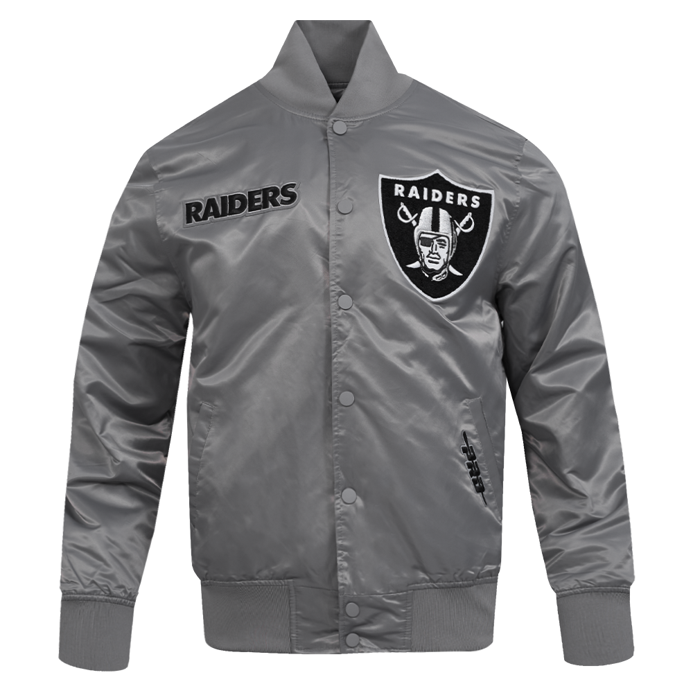 NFL LAS VEGAS RAIDERS SOUVENIR MEN'S SATIN JACKET (GRAY)