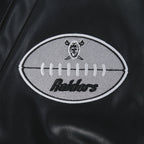 NFL LAS VEGAS RAIDERS BEST OF BLOUSON COLLÉGIAL EN CUIR POUR HOMME (NOIR/BLANC)