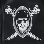 NFL LAS VEGAS RAIDERS BEST OF BLOUSON COLLÉGIAL EN CUIR POUR HOMME (NOIR/BLANC)
