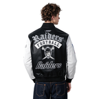 NFL LAS VEGAS RAIDERS BEST OF BLOUSON COLLÉGIAL EN CUIR POUR HOMME (NOIR/BLANC)