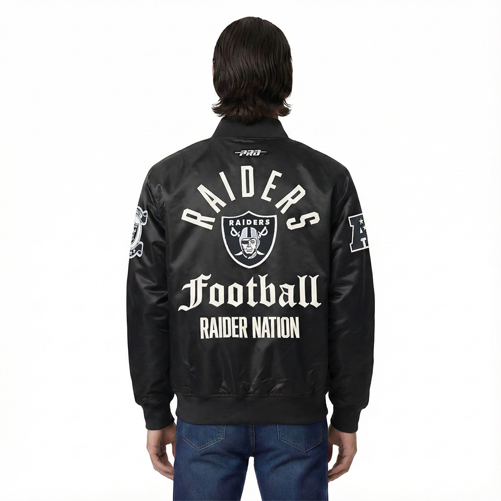 NFL LAS VEGAS RAIDERS MODERN ORIGINALS MEN'S SATIN JACKET (BLACK)