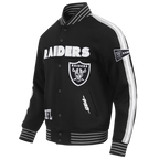 NFL LAS VEGAS RAIDERS BLOUSON PRO GAME DAY EN MAILLE DOUBLE POUR HOMME (NOIR/ARGENT/BLANC)