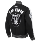 NFL LAS VEGAS RAIDERS BLOUSON PRO GAME DAY EN MAILLE DOUBLE POUR HOMME (NOIR/ARGENT/BLANC)