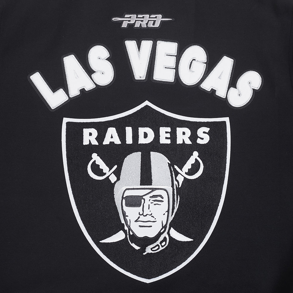 NFL LAS VEGAS RAIDERS BLOUSON PRO GAME DAY EN MAILLE DOUBLE POUR HOMME (NOIR/ARGENT/BLANC)