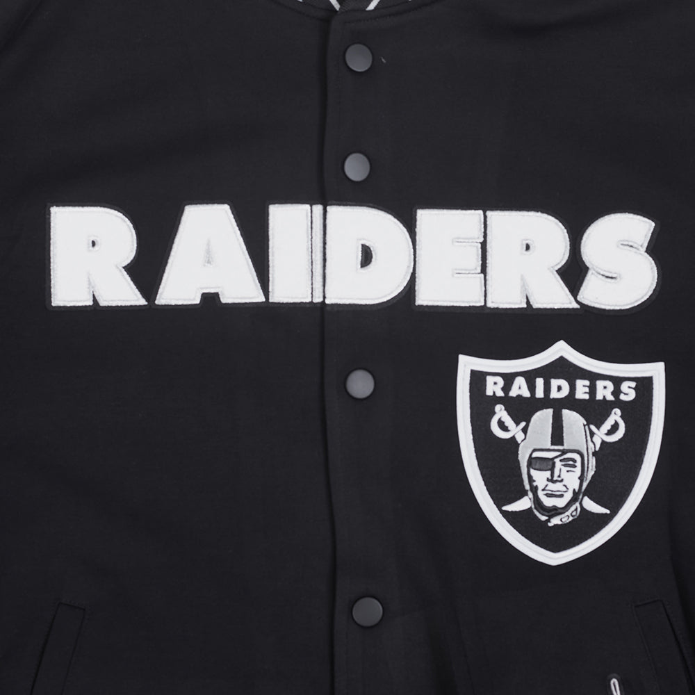 NFL LAS VEGAS RAIDERS BLOUSON PRO GAME DAY EN MAILLE DOUBLE POUR HOMME (NOIR/ARGENT/BLANC)