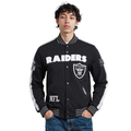 NFL LAS VEGAS RAIDERS BLOUSON PRO GAME DAY EN MAILLE DOUBLE POUR HOMME (NOIR/ARGENT/BLANC)