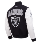 NFL LAS VEGAS RAIDERS CITY ARCH BLOUSON COLLÉGIAL EN LAINE POUR HOMME (NOIR/BLANC M60030)