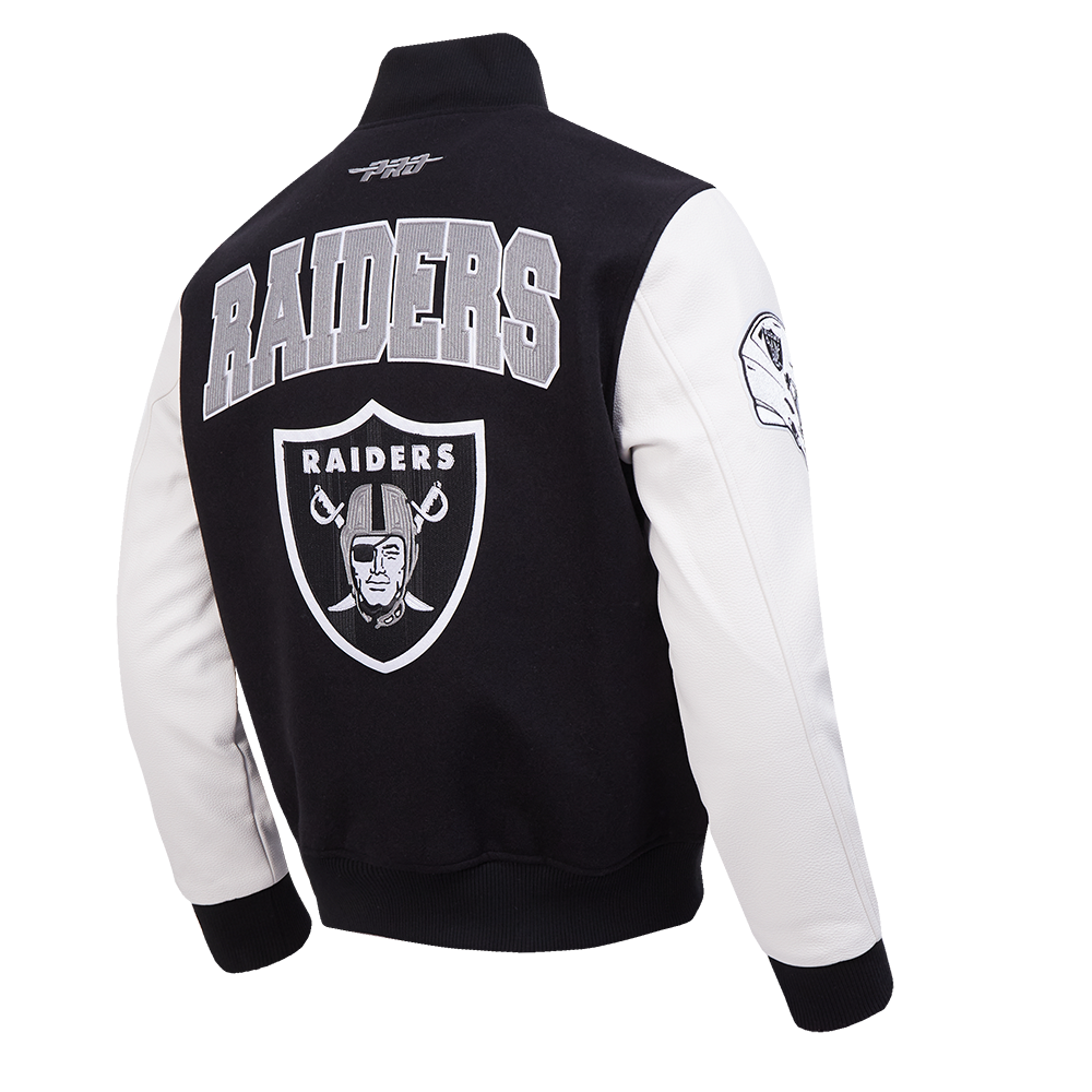 NFL LAS VEGAS RAIDERS CITY ARCH BLOUSON COLLÉGIAL EN LAINE POUR HOMME (NOIR/BLANC M60030)