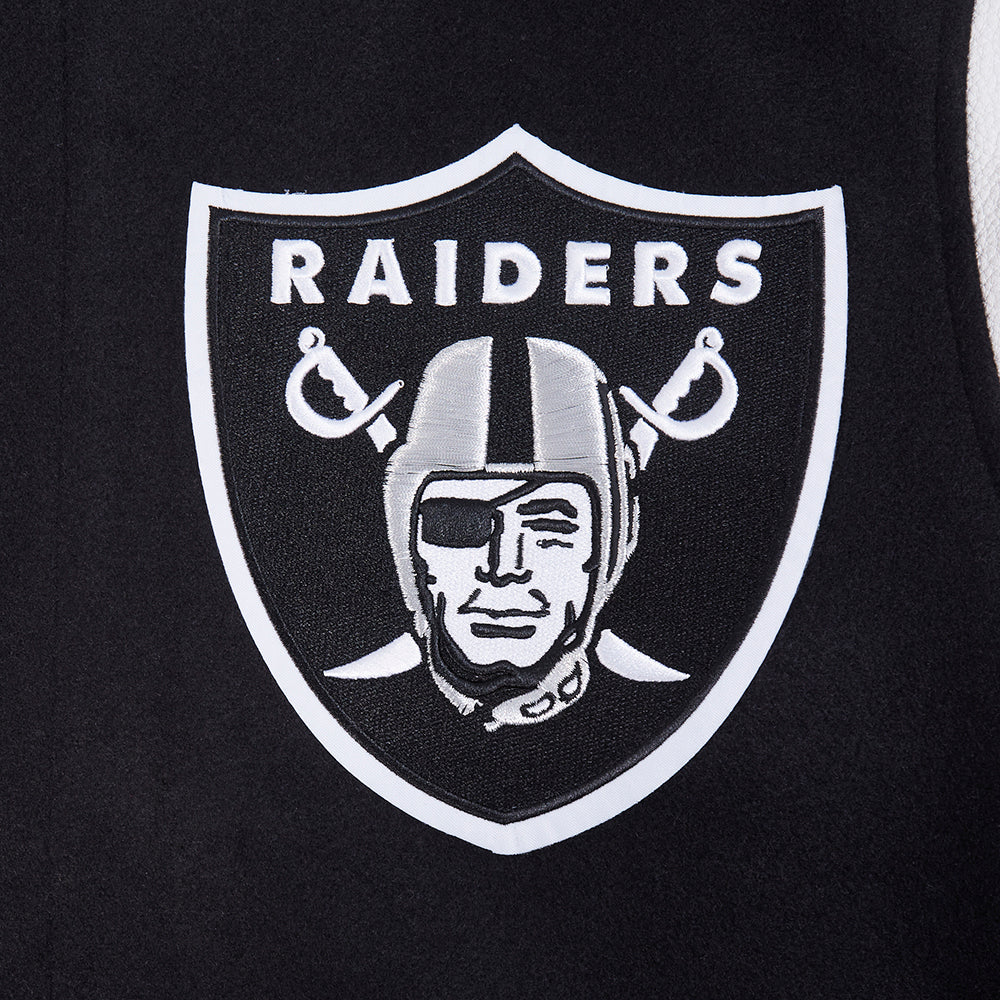 NFL LAS VEGAS RAIDERS CITY ARCH BLOUSON COLLÉGIAL EN LAINE POUR HOMME (NOIR/BLANC M60030)