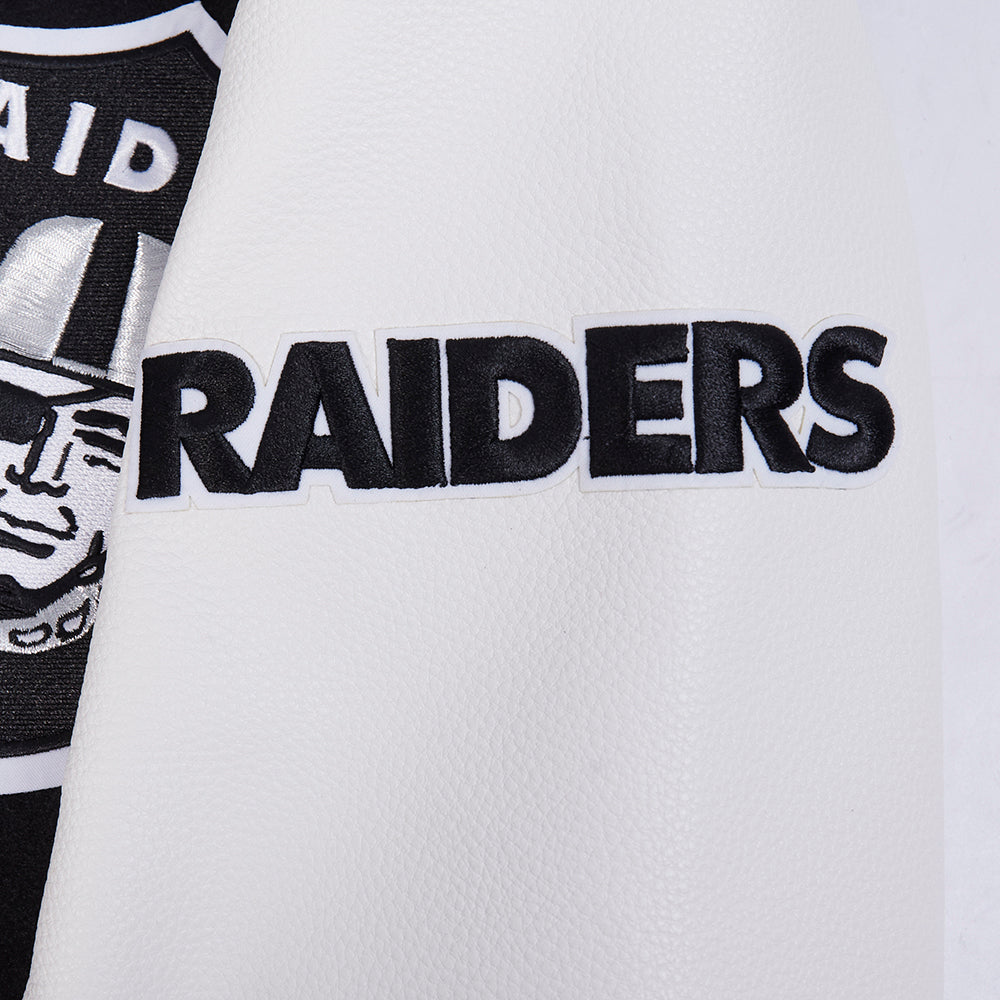 NFL LAS VEGAS RAIDERS CITY ARCH BLOUSON COLLÉGIAL EN LAINE POUR HOMME (NOIR/BLANC M60030)
