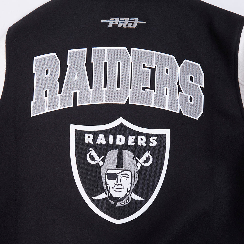 NFL LAS VEGAS RAIDERS CITY ARCH BLOUSON COLLÉGIAL EN LAINE POUR HOMME (NOIR/BLANC M60030)