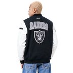 NFL LAS VEGAS RAIDERS CITY ARCH BLOUSON COLLÉGIAL EN LAINE POUR HOMME (NOIR/BLANC M60030)