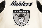 NFL OAKLAND RAIDERS RETRO CLASSIC BLOUSON COLLÉGIAL EN LAINE À BORDS CÔTELÉS POUR HOMME (COQUILLE D'ŒUF/NOIR)