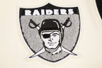 NFL OAKLAND RAIDERS RETRO CLASSIC BLOUSON COLLÉGIAL EN LAINE À BORDS CÔTELÉS POUR HOMME (COQUILLE D'ŒUF/NOIR)