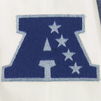 NFL LAS VEGAS RAIDERS VARSITY BLUES MEN'S DENIM VARSITY JACKET (DENIM/LINEN)