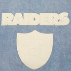 NFL LAS VEGAS RAIDERS VARSITY BLUES MEN'S DENIM VARSITY JACKET (DENIM/LINEN)
