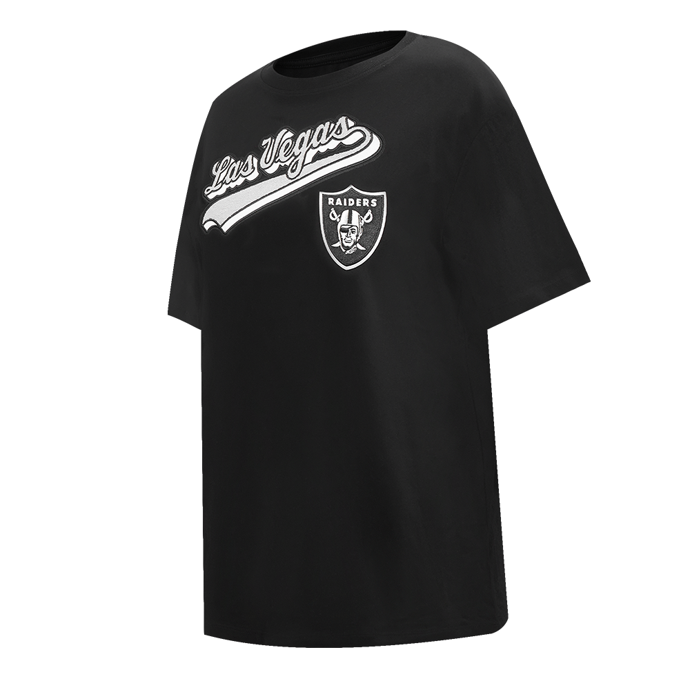 NFL LAS VEGAS RAIDERS SCRIPT TAIL WOMEN'S BOYFRIEND TEE (BLACK)