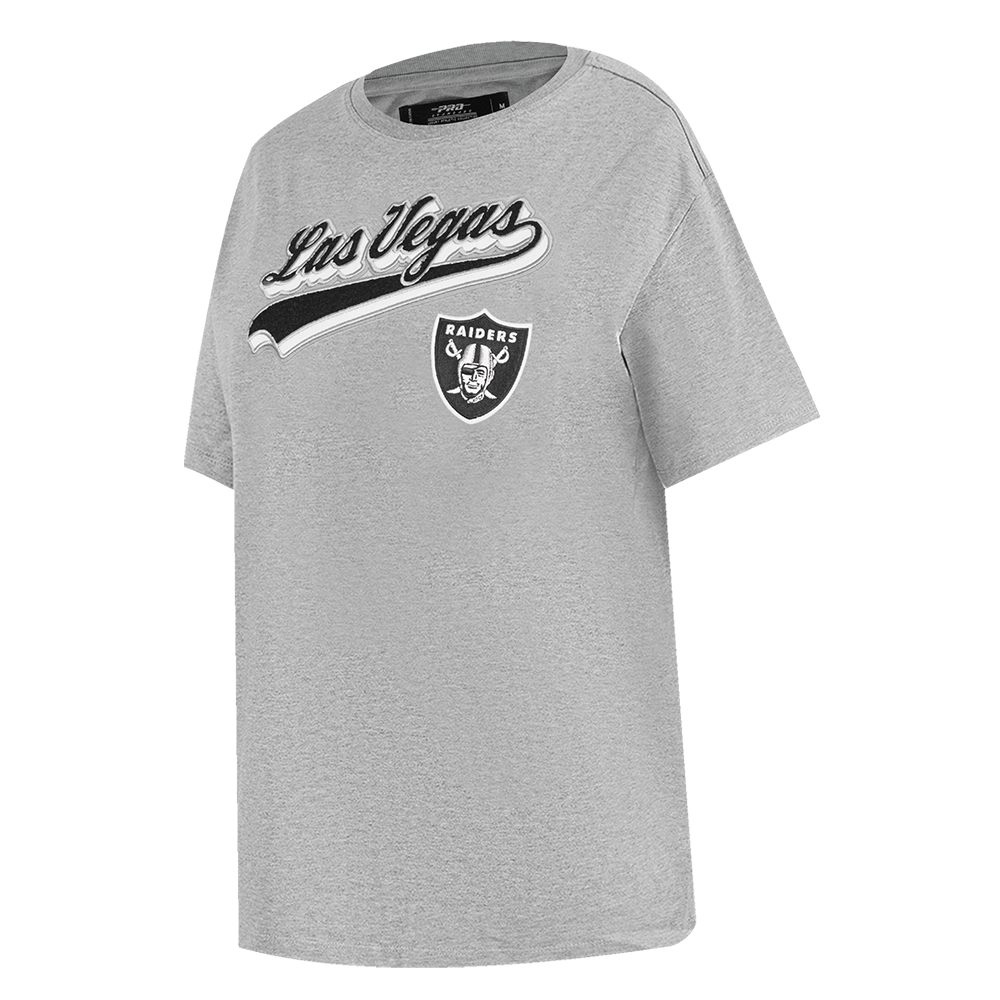 NFL LAS VEGAS RAIDERS SCRIPT TAIL WOMEN'S BOYFRIEND TEE (HEATHER GREY)