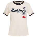 NFL LAS VEGAS RAIDERS RETRO CASCADE WOMEN'S RINGER TEE (EGGSHELL/ BLACK)
